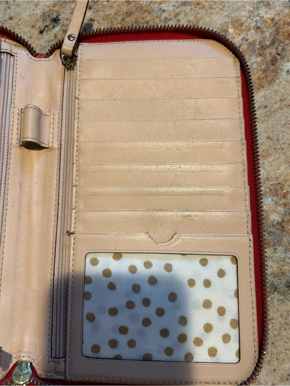 Kate Spade New York “Wellesley” Bold Red Pebbled Leather Zip Portfolio 9”x5.75” - Picture 7 of 15